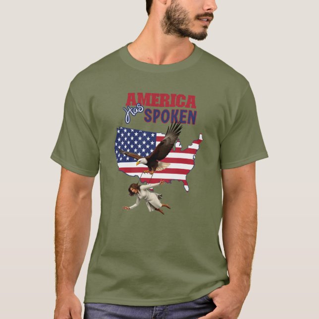 Kamala Funny America hat Eagle USA gesprochen T-Shirt (Vorderseite)