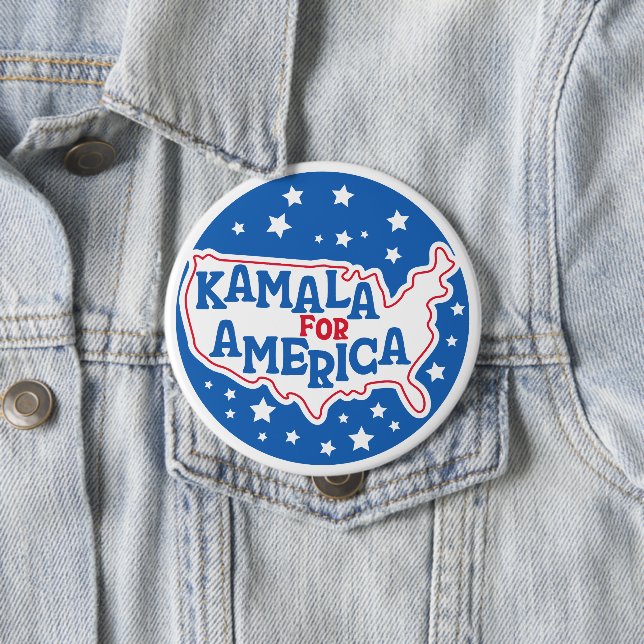 Kamala für Amerika 2024 Präsident Patriotische Fla Button (Beispiel)