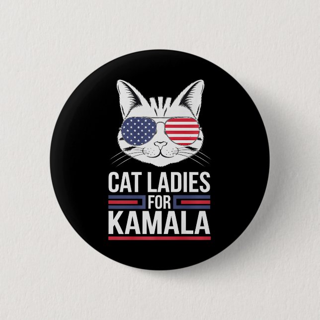 Kamala für den Präsidenten - Katze Lady Uni Premiu Button (Vorderseite)