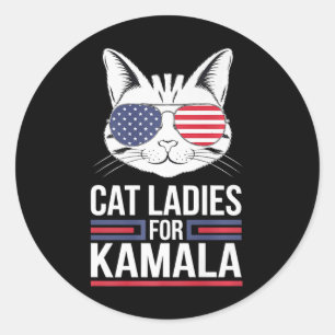 Kamala für den Präsidenten - Katze Lady Uni Runder Aufkleber