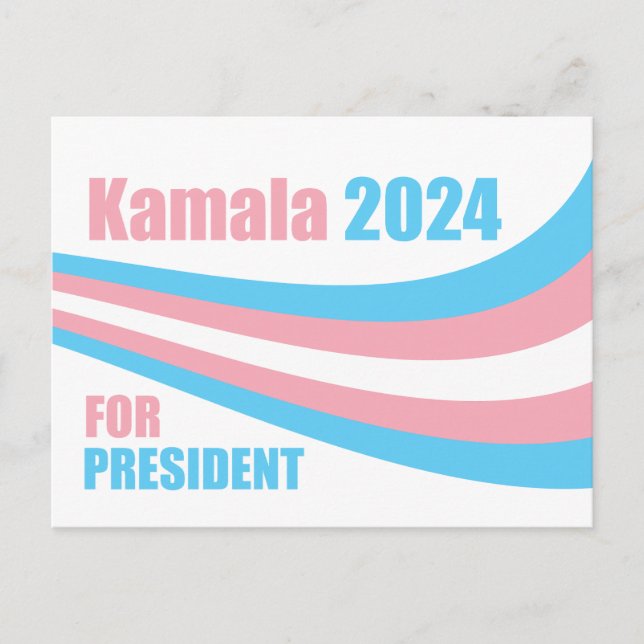 Kamala für Präsident 2024 Transgender Flag Postkarte (Vorderseite)