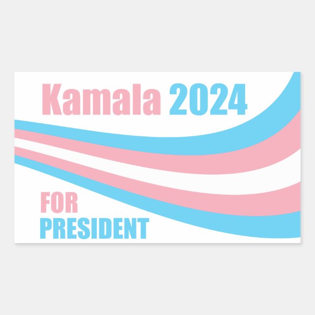 Kamala für Präsident 2024 Transgender Flag Rechteckiger Aufkleber (Vorderseite)