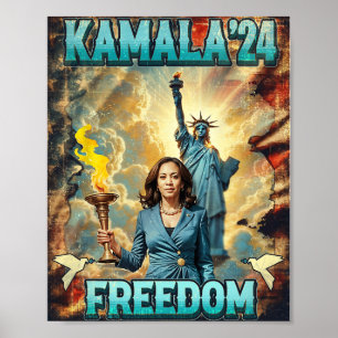 Kamala für Präsident Slogan Statue Liberty Pro Har Poster