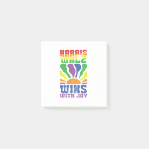 Kamala Gewinnt mit Freude Retro Boho Harris Walz L Post-it Klebezettel