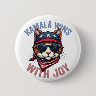 Kamala gewinnt mit Joy Harris Walz Cat lady Electi Button