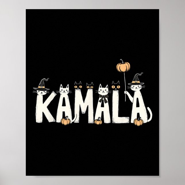 Kamala Halloween Cat Lover Hexennamen Design Poster (Vorne)