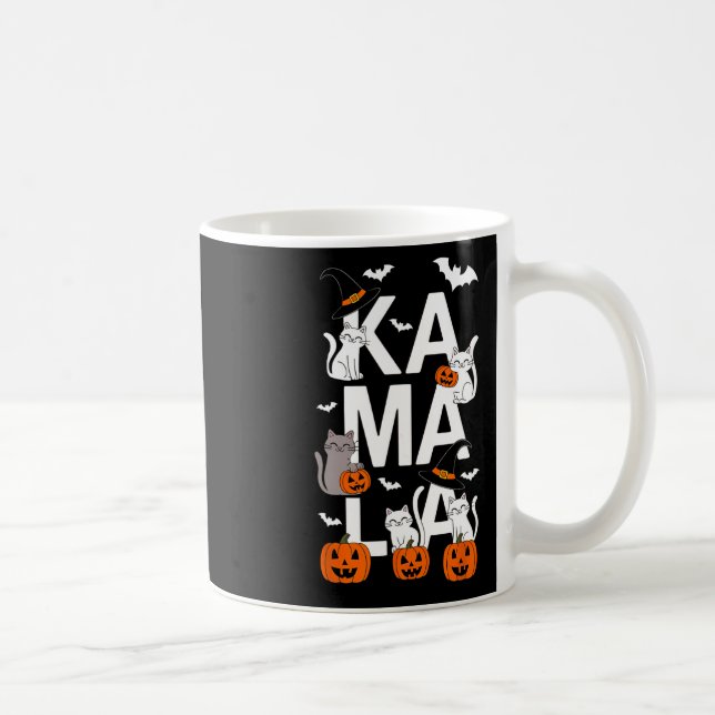 Kamala Halloween Cat Pumpkin Hexenhut Lover Kamal Kaffeetasse (Rechts)