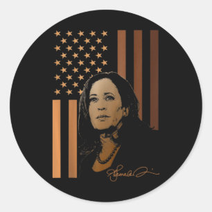 Kamala Harris 2024 Amerikanische Flagge Frau Präsi Runder Aufkleber
