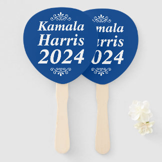 Kamala Harris 2024 Custom Text Ornaments Blue Fächer