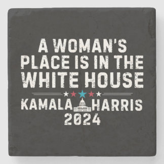Kamala Harris 2024 - Ein Frauenplatz im Weißen Steinuntersetzer