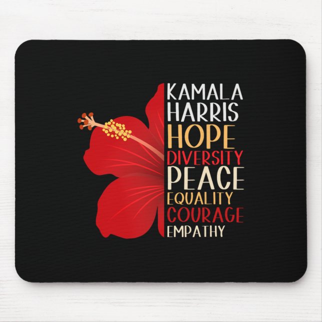 Kamala Harris 2024 Election Hope Equality Hibiskus Mousepad (Vorne)