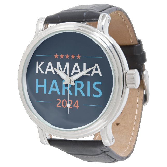 Kamala Harris 2024 für Präsident Armbanduhr (Schrägansicht)