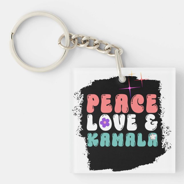 Kamala Harris 2024 für Präsident Groovy Schlüsselanhänger (Vorderseite)