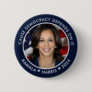 Kamala Harris 2024 für Präsident mit Foto Button