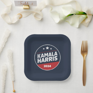 Kamala Harris 2024 Für Präsident Retro-Wahl Pappteller