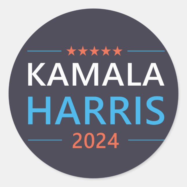 Kamala Harris 2024 für Präsident Runder Aufkleber (Vorderseite)