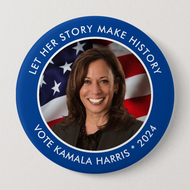 Kamala Harris 2024 Historic Collectible Foto Button (Vorderseite)