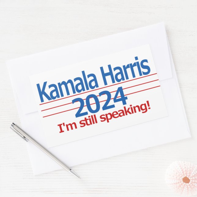 Kamala Harris 2024 Ich spreche immer noch! Rechteckiger Aufkleber (Umschlag)
