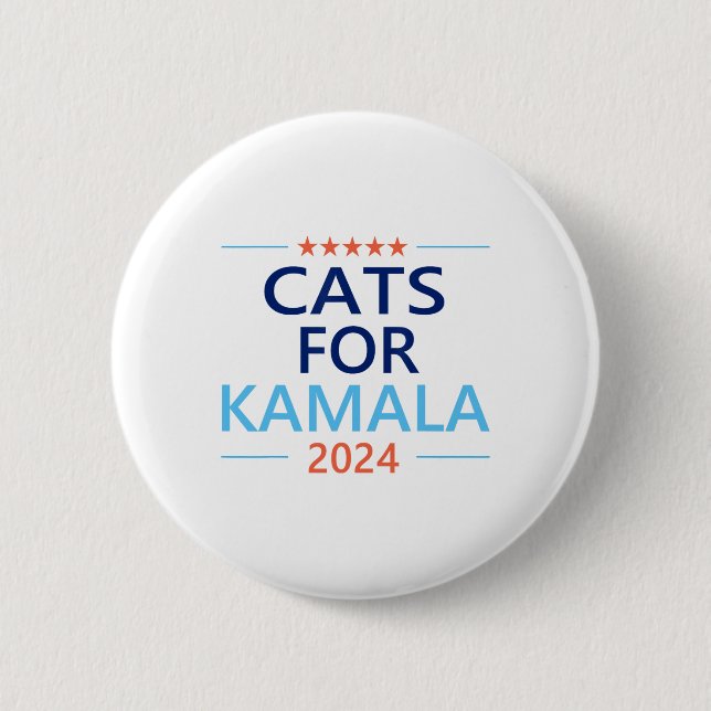 Kamala Harris 2024 Kinderlose Katze Lady Jd Vance Button (Vorderseite)