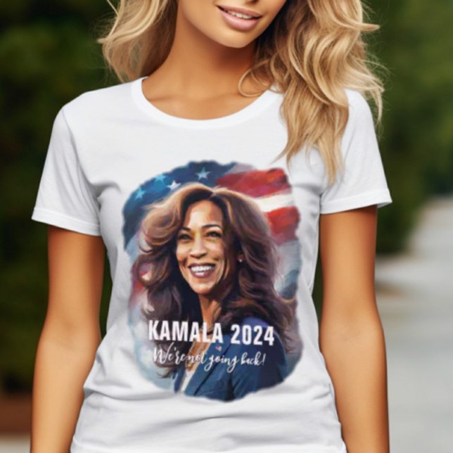 Kamala Harris 2024 Ladys für Grafik T-Shirt (KAMALA HARRIS 2024 Graphic Art with Not Going Back quote.)