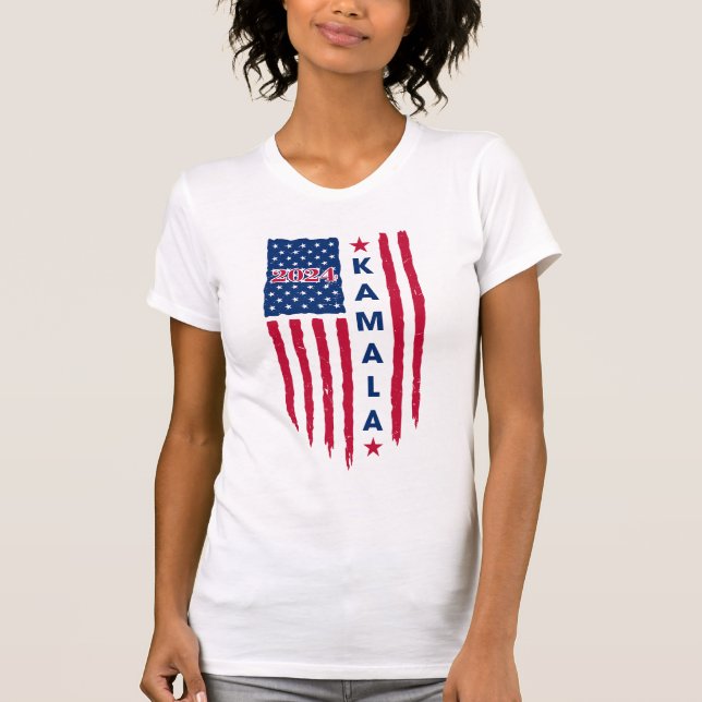 Kamala Harris 2024 Patriotische amerikanische Flag T-Shirt (Vorderseite)
