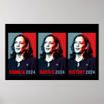 Kamala Harris 2024 Pop Art Triptych History Poster<br><div class="desc">Kamala Harris 2024 Wahlkampagne Pop Art Poster des Kandidaten in Triptychon mit Text. Perfekt,  um den Demokraten Kamala Harris für das Präsidentenamt zu unterstützen.</div>