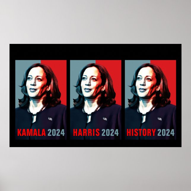 Kamala Harris 2024 Pop Art Triptych History Poster (Vorne)