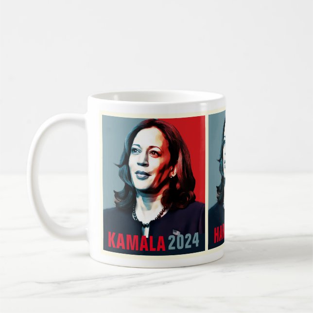 Kamala Harris 2024 Pop Art Triptych Kaffeetasse (Links)