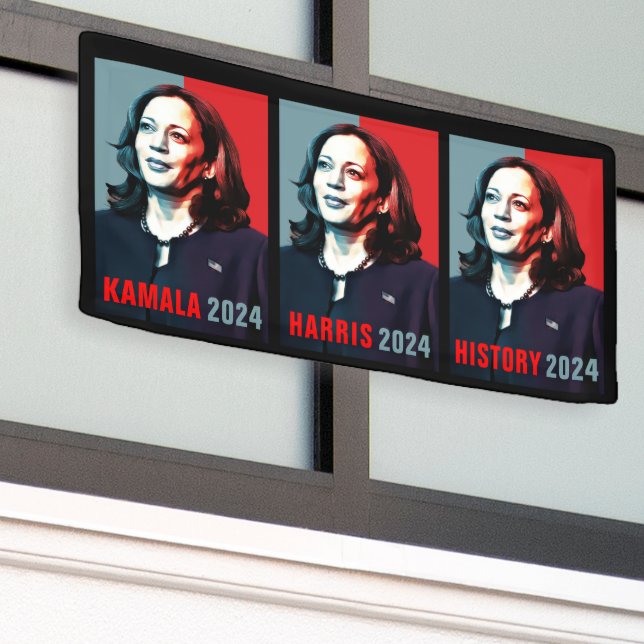 Kamala Harris 2024 Pop Kunstgeschichte im Freien Banner (Äußeres Gebäude)