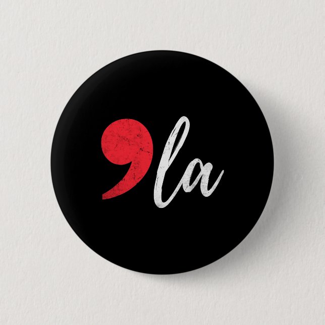 Kamala Harris 2024 Präsident Comma La Funny Button (Vorderseite)