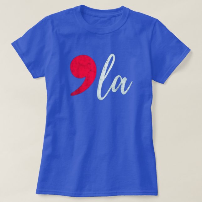 Kamala Harris 2024 Präsident Comma La Funny T-Shirt (Design vorne)