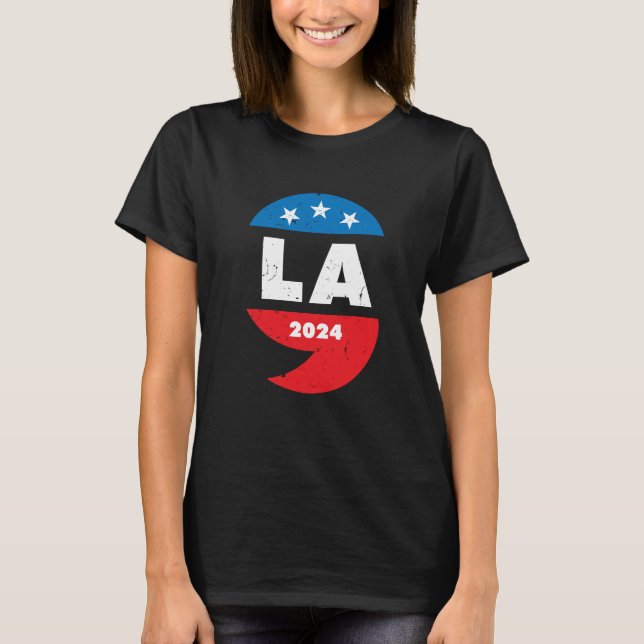 Kamala Harris 2024 Präsident Comma La T-Shirt (Vorderseite)