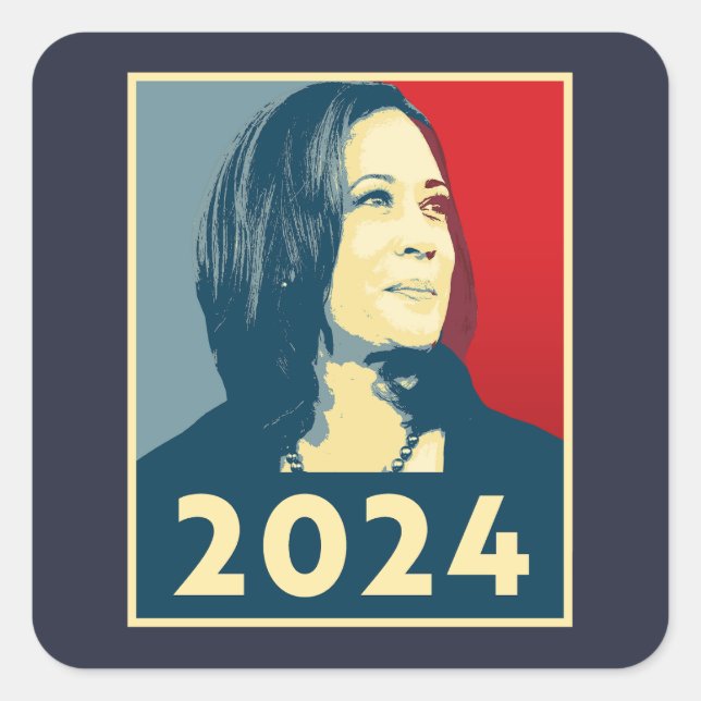 Kamala Harris 2024 Quadratischer Aufkleber (Vorderseite)