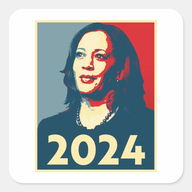 Kamala Harris 2024 Quadratischer Aufkleber (Vorderseite)