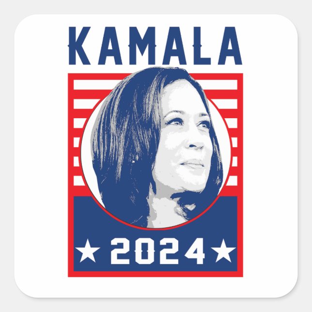 Kamala Harris 2024 Quadratischer Aufkleber (Vorderseite)