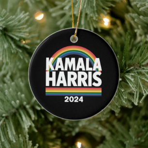 Kamala Harris 2024 Rainbow Gay Pride LGBT Election Keramik Ornament
