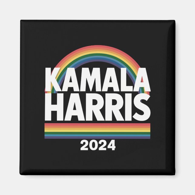 Kamala Harris 2024 Rainbow Gay Pride LGBT Election Magnet (Vorne)