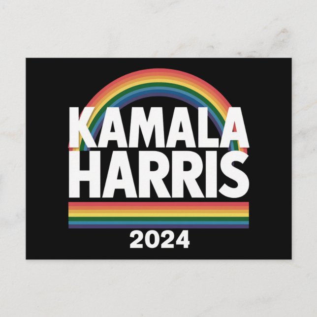 Kamala Harris 2024 Rainbow Gay Pride LGBT Election Postkarte (Vorderseite)