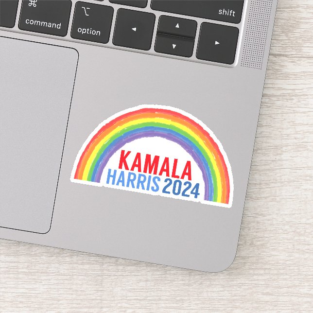 Kamala Harris 2024 Rainbow LGBTQ Notebook Aufkleber (Detail)