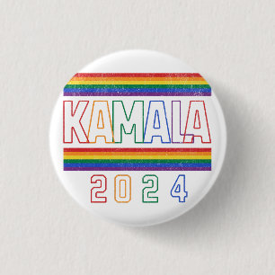 Kamala Harris 2024 Rainbow LGBTQ Retro Button