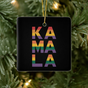 Kamala Harris 2024 Regenbogenflagge Gay Pride LGBT Keramikornament