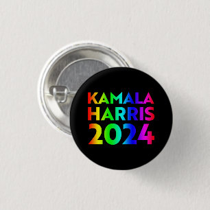 Kamala Harris 2024 Regenbogentypografie schwarz Button
