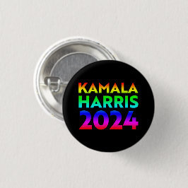 Kamala Harris 2024 Regenbogentypografie Stolz schw Button