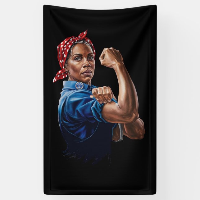 Kamala Harris 2024 Rosie The Riveter Childless Cat Banner (Vertikal)