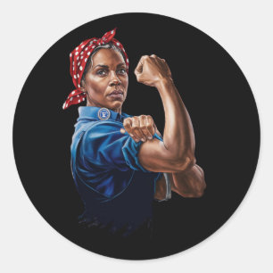 Kamala Harris 2024 Rosie The Riveter Childless Cat Runder Aufkleber