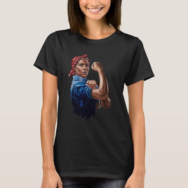 Kamala Harris 2024 Rosie The Riveter Childless Cat T-Shirt (Vorderseite)