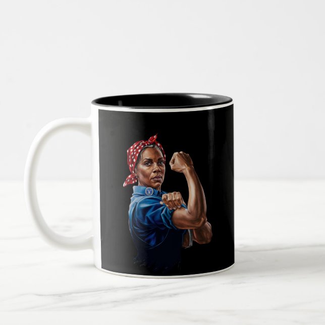 Kamala Harris 2024 Rosie The Riveter Childless Cat Zweifarbige Tasse (Links)