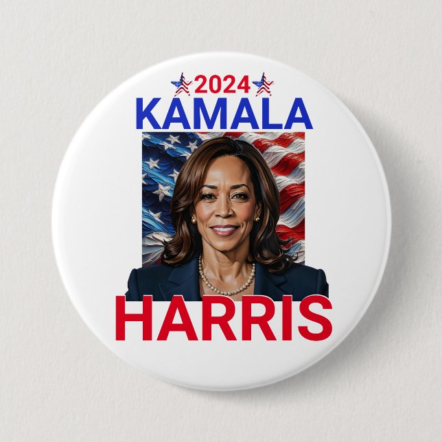 Kamala Harris 2024 Rot, Weiß und Blau Button (Vorderseite)