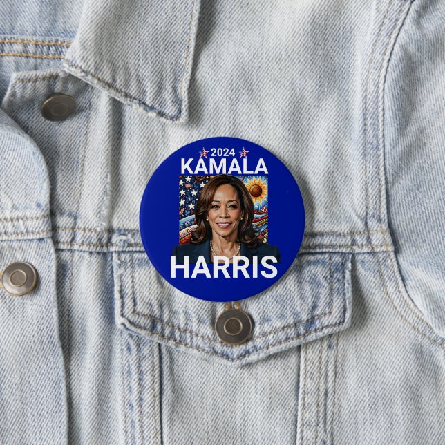 Kamala Harris 2024 Rot, Weiß und Blau Button (Beispiel)
