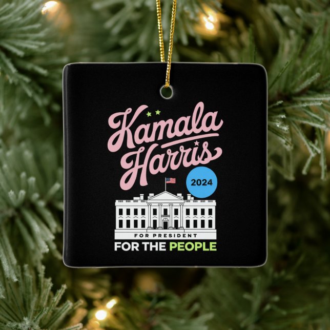 Kamala Harris 2024 Sozialdemokrat Abstimmung blau Keramikornament (Baum)